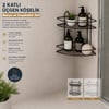 K13-010 ( 2 Katlı & Üçgen ) ( Siyah ) ( Metal ) Banyo Köşelik & Duşkabin Raf