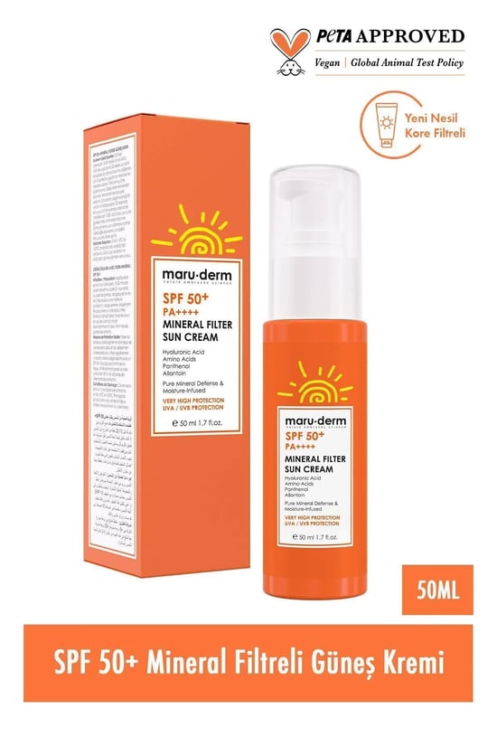 Maru Derm Güneş Kremi Spf 50+ %100 Mineral Filtre Güneş Kremi 50 Ml