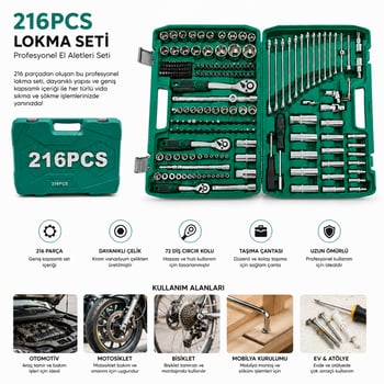 Lavoro-tools Man ( 216pcs ) Lokma Seti ( Lokma & Soket & Bits Adaptör & 3ad.cırcır Kolu ) ( Plastik Çantalı )