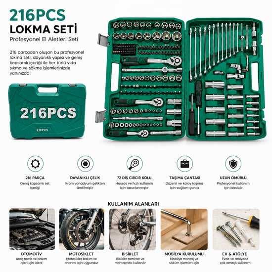 Lavoro-tools Man ( 216pcs ) Lokma Seti ( Lokma & Soket & Bits Adaptör & 3ad.cırcır Kolu ) ( Plastik Çantalı )