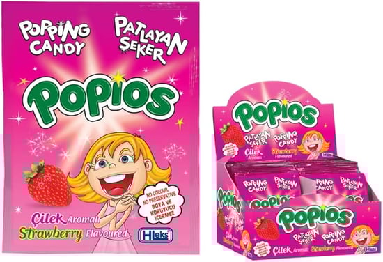Hleks Popios Candy Çilek Aromalı Patlayan Şeker 4gr 40'lı