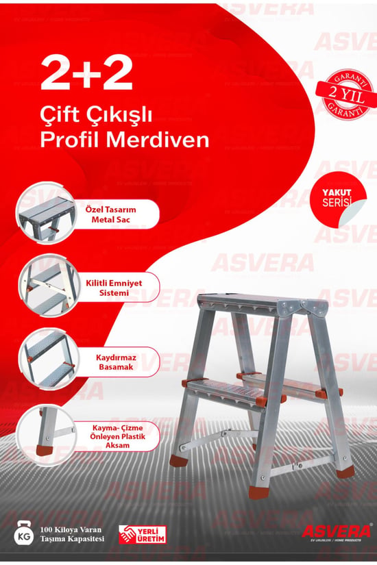 Asvera 2+2 Çift Çıkışlı Profil Merdiven