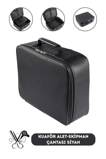 Zu Bags Suni Deri Kuaför Alet Ekipman Çantası Geniş Hacim Siyah