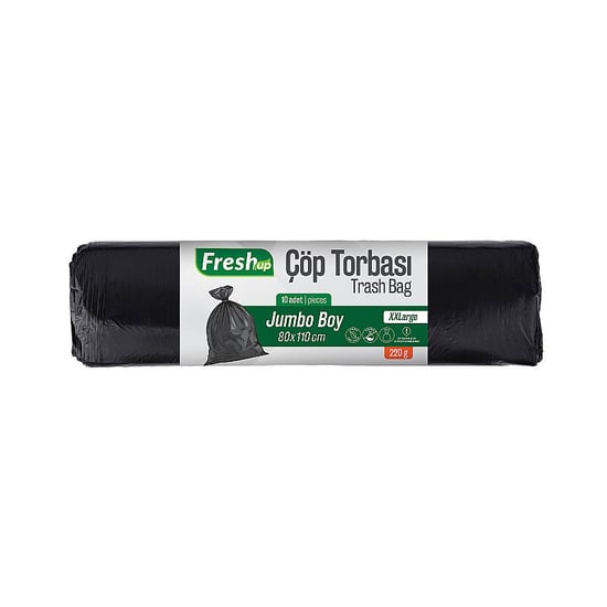 Fresh-up Çöp Torbası Jumbo Boy 80*110cm 220 G Siyah 10 Adet