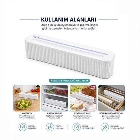 İ22-435 ( Plastik ) Folyo & Streçlik Film Kesici ( 35cm ) ( Pratik Kesme Aparatlı ) ( Manyetik Sabitleme )