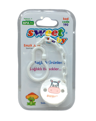 Sweet Baby Fatoş Bebe Kod-190 ( Emzik Askısı ) ( Plastik Zincirli & Resimli Mandallı )