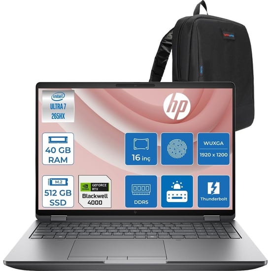Hp Zbook Fury 16 G1ı Intel Ultra 7 265hx Ddr5 40gb 512gb Ssd 16gb/rtxpro4000 Blackwell 16" Wuxga Ips