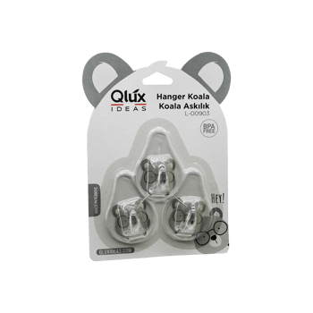 Qlux L-00903 ( 3pcs ) Koala Askı ( Şeffaf Askı ) ( Yapışkanlı Montaj )