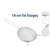 Enfa Enf-1295 ( 18cm ) Tel Süzgeç Metal Saplı Kulaklı