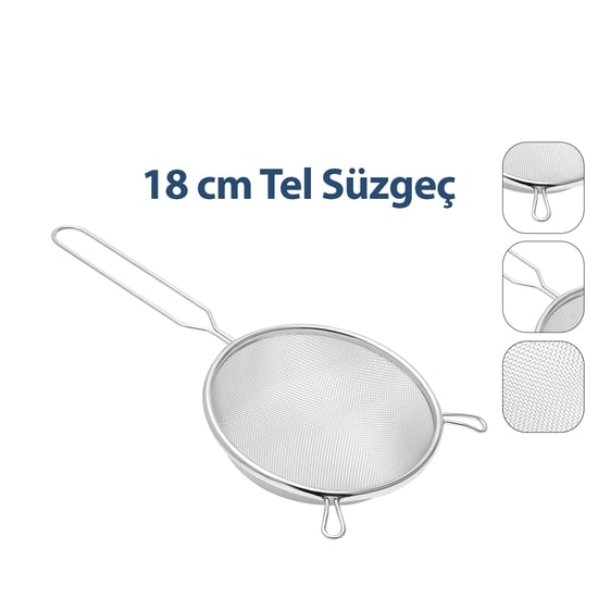 Enfa Enf-1295 ( 18cm ) Tel Süzgeç Metal Saplı Kulaklı