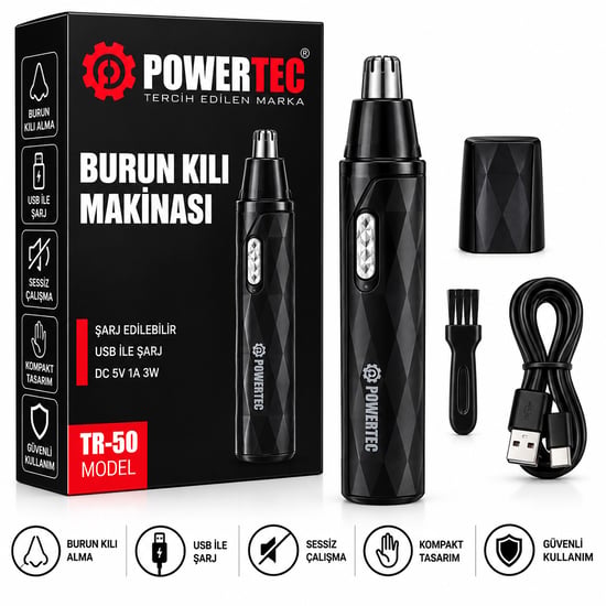 Powertec Tr-50 Burun Kıl Makinesi ( Kalem Model ) ( Usb Şarjlı )