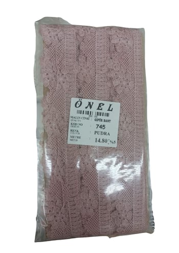 Dantel Polyester Güpür Bant Pudra 14,80 Metre En 3 Cm On-745-pu
