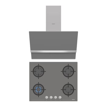 Simfer Steam Gri 2'li Cam Ankastre Set (ocak + Davlumbaz)