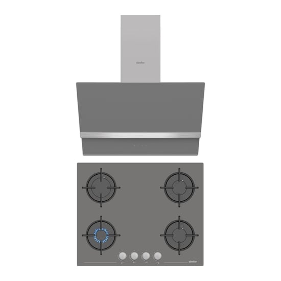 Simfer Steam Gri 2'li Cam Ankastre Set (ocak + Davlumbaz)