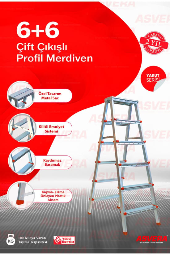 Asvera 6+6 Çift Çıkışlı Profil Merdiven