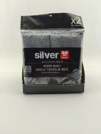 Silver Home 265 Gsm 38x38 Cm 2'li Süper Emici Kurulama Bezi-gri