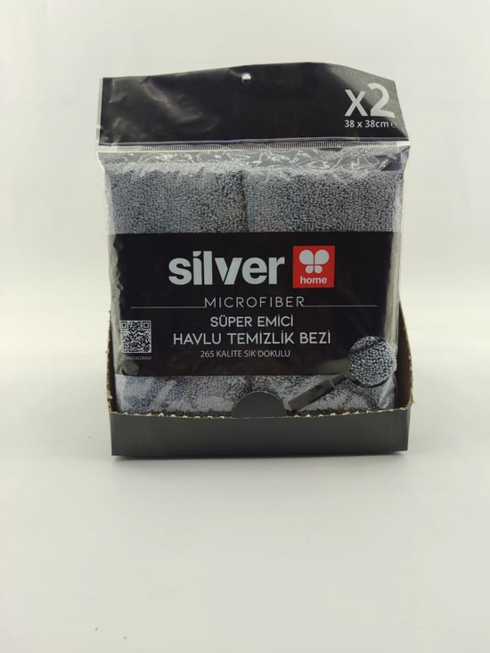 Silver Home 265 Gsm 38x38 Cm 2'li Süper Emici Kurulama Bezi-gri