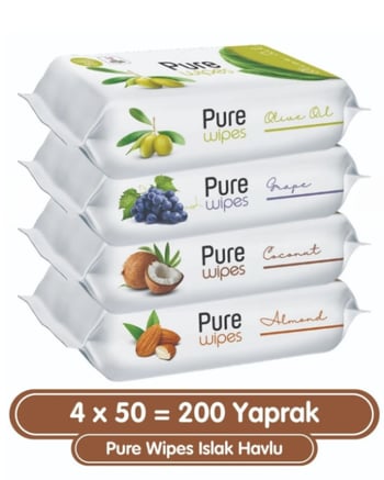 Pure Baby Pure Wipes Islak Mendil 4 x 50'li