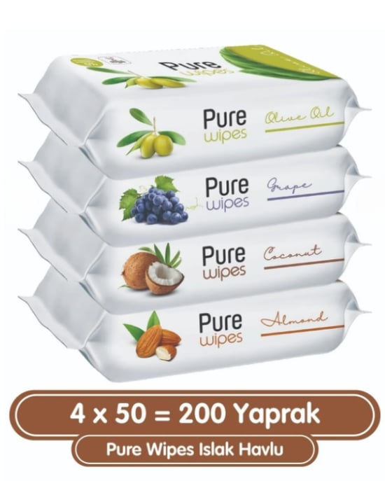 Pure Baby Pure Wipes Islak Mendil 4 x 50'li