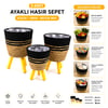 Alvetro Alv-01 ( 3pcs ) Ayaklı Hasır & Ahşap Sepet ( Mix Desen ) ( 18-22-24cm )