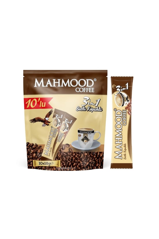 Mahmood Coffee 3’ü 1 Arada Sütlü Köpüklü Kahve 18 Gram X 10 Adet