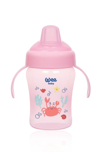 Wee Baby Colorful Akıtmaz Kulplu Bardak 240 Ml Pembe