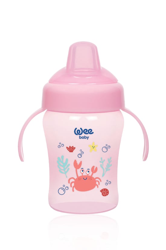 Wee Baby Colorful Akıtmaz Kulplu Bardak 240 Ml Pembe