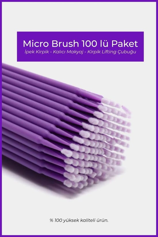 Ocean Micro Brush 100'lü Paket - Ipek Kirpik & Kalıcı Makyaj & Kirpik Lifting Çubuğu Asu-245