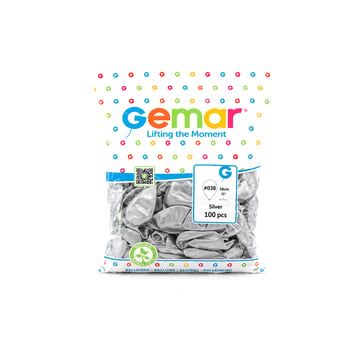 Gemar Gm-110-38 ( Metalik & Gümüş & Silver ) Balon ( 11'' & 28cm & 100pcs )