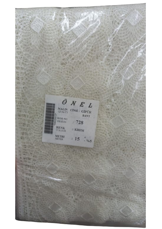 Dantel Polyester Güpür Bant Krem 15 Metre En 6 Cm On-728-kr