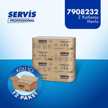 Servis Professional Z Katlı Kağıt Havlu 20x21 Cm 200 Yaprak 12'li Koli