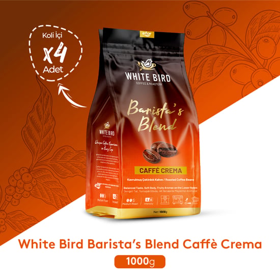White Bird Caffe Crema Çekirdek Kahve 1000 gr – 4'lü Koli