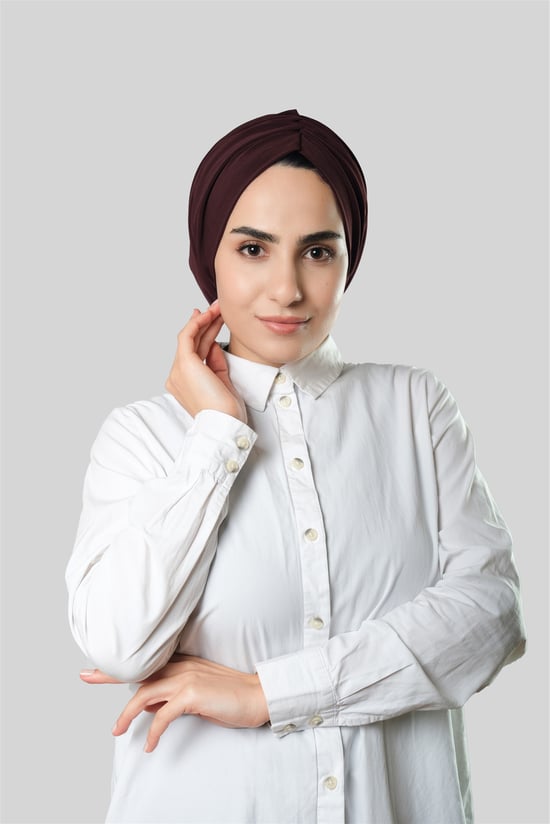 Hürrem Bone Kahve Drapeli Salaş Tesettür Bone Sandy Büzgülü 2315_14