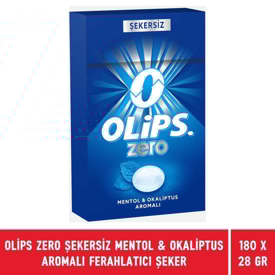 Olips Zero Şekersiz Mentol & Okaliptus Aromalı Ferahlatıcı Şeker 28 Gr X 180 Adet