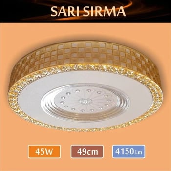 Erbay Sıva Üstü Led Panel Yuvarlak 45 Watt-Sarı Sırma Desenli-Beyaz-Günışığı
