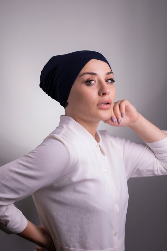 Hürrem Bone Lacivert Pratik Hazır Geçmeli İç Bone Viskon Kumaş Çapraz Tek Bantlı 3004_02