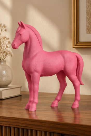 Asil At Figürlü Zarif Dekoratif Biblo Pembe