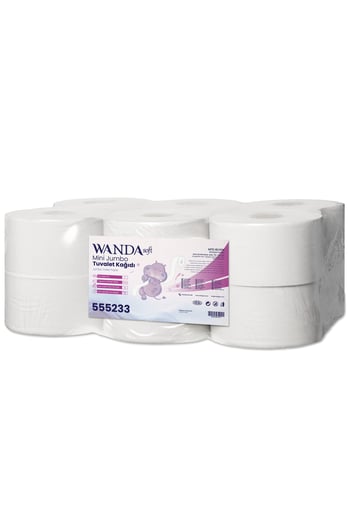 Wanda Soft Mini Jumbo Tuvalet Kağıdı 4 Kg 95m Rulo - 12'li Paket - 2 Katlı, 21cm Yaprak Eni