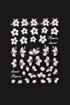 Misyul 5d Tırnak Sticker Yapışkanı Pembe & Beyaz Çiçekli Mıs-3832