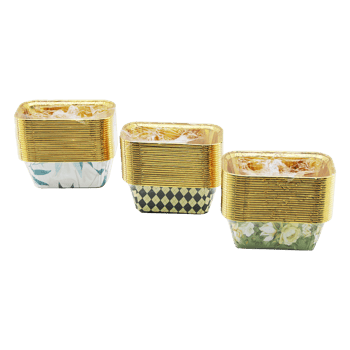 İ22-171 ( 20pcs ) ( Dikdörtgen & Kalın ) (gold & Folyolu) Muffin Kağıt Kek Kapsülü ( Ağız:6.3x11cm & Derinlik: 4cm)