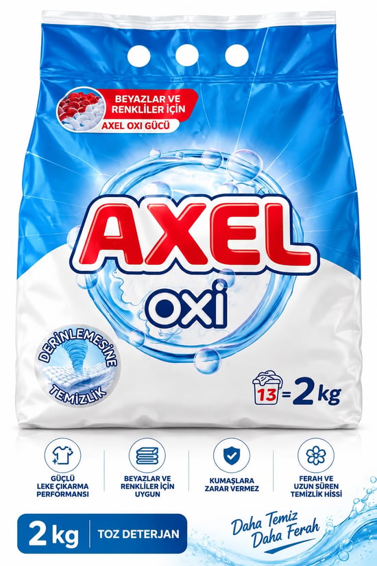 Axel Oxi Gücü Toz Deterjan 2 Kğ Beyazlar & Renkliler