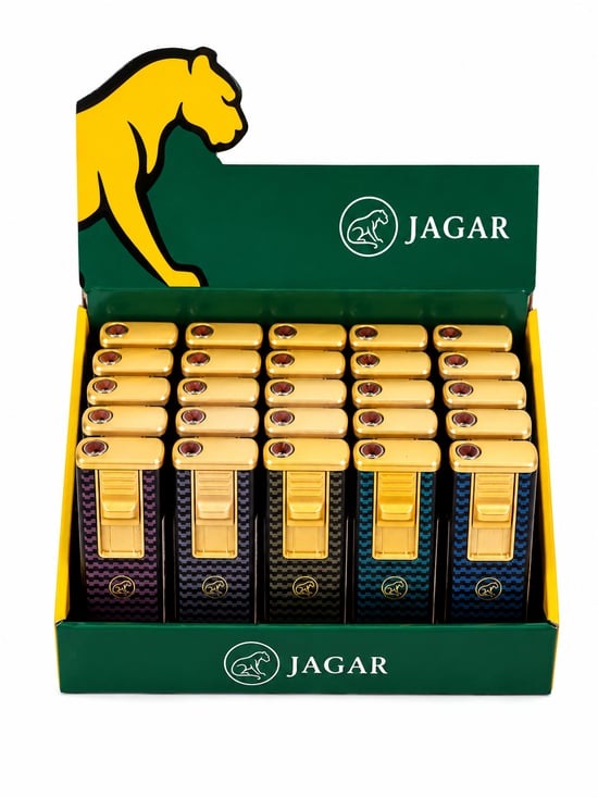 Jagar Jcm 008 Premium Çakmak – Gold Detaylı Karbon Desenli Şık Çakmak
