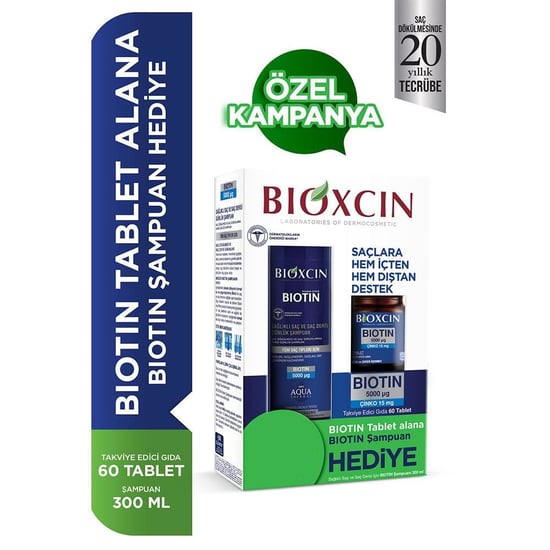 Bioxcin Biotin 5000mcg 60 Tablet Alana Biotin Şampuan 300 Ml Hediye
