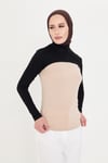 Hürrem Bone Siyah Tesettür Balıkçı Yakalı Boyunluklu Kolluk Viskon Düz 1025_01