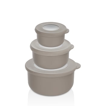 Qlux L-00957 Qlife ( 3pcs Set=100ml+250ml+500ml ) Kapaklı Kase & Saklama Kabı Set ( Pencereli Şeffaf Kapak )