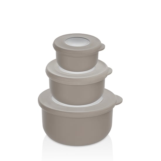 Qlux L-00957 Qlife ( 3pcs Set=100ml+250ml+500ml ) Kapaklı Kase & Saklama Kabı Set ( Pencereli Şeffaf Kapak )