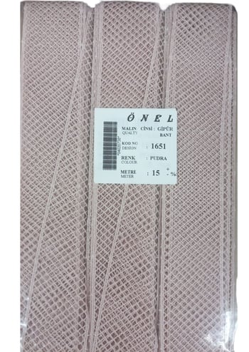 Dantel Polyester Güpür Bant Pudra 15 Metre En 3 Cm On-1651-pu
