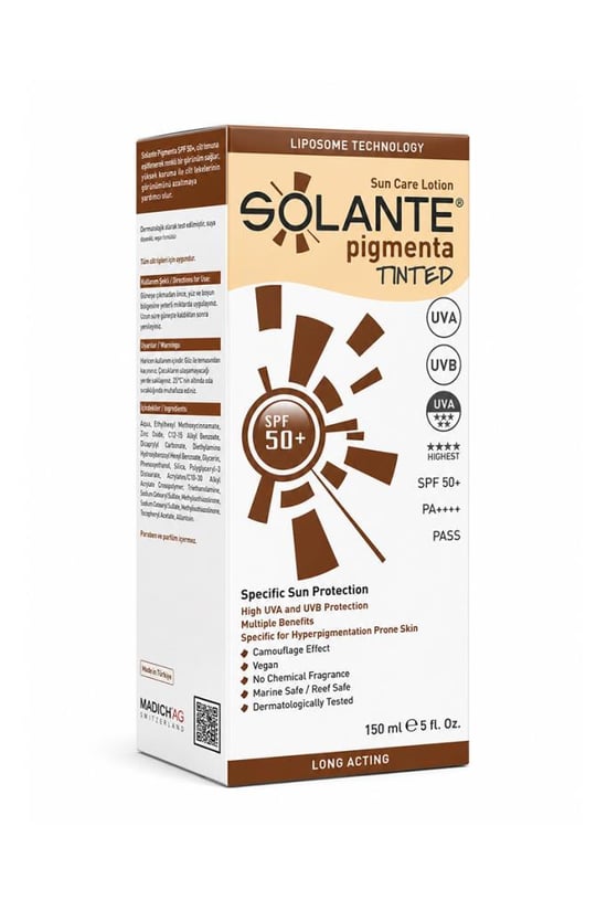 Solante Pigmenta Lekeli Ciltler için Renkli 150 Ml 50 Faktör Güneş Losyonu