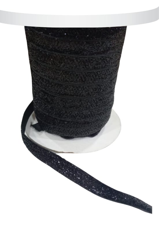 Kadife Kurdele Simli 1 Cm Siyah 10 Metre