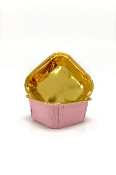 Dolphin Muffin Kek Kapsülü Kare Pembe-altın 25li